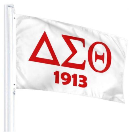 White DST Flag/Red Letters