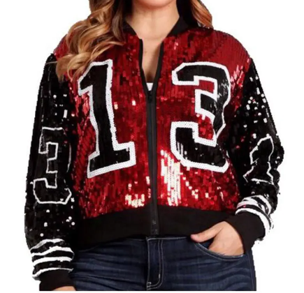 Red and Black Sequined DST "13" Jacket