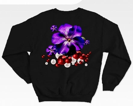 African Violet Black Sweatshirt