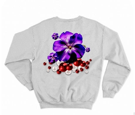 African Violet White Sweatshirt