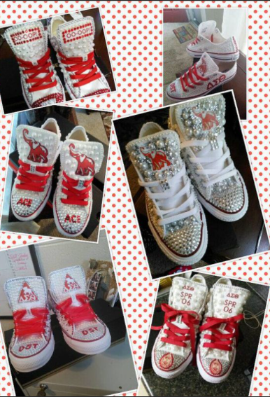 DST Pearl and Bling Converse - custom Made to Order