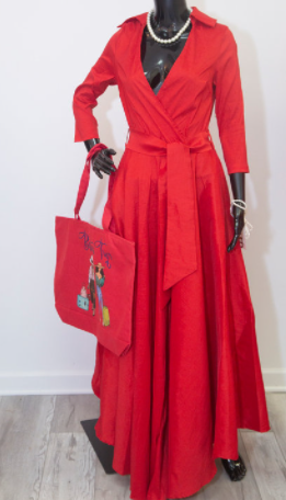 Red Long Formal Flair Waist Dress