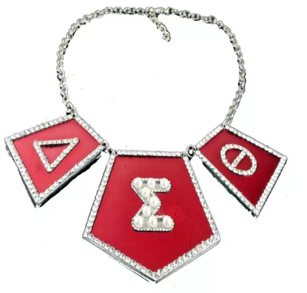 DST Red Large Sterling Silver Necklace