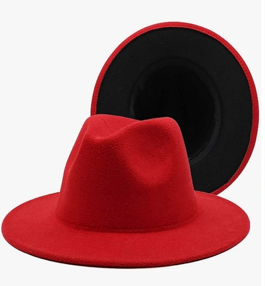 Classy Red Bottom Fedora Hat