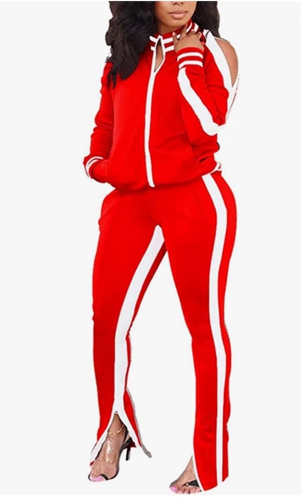 Warm Up Track Suit Red and White